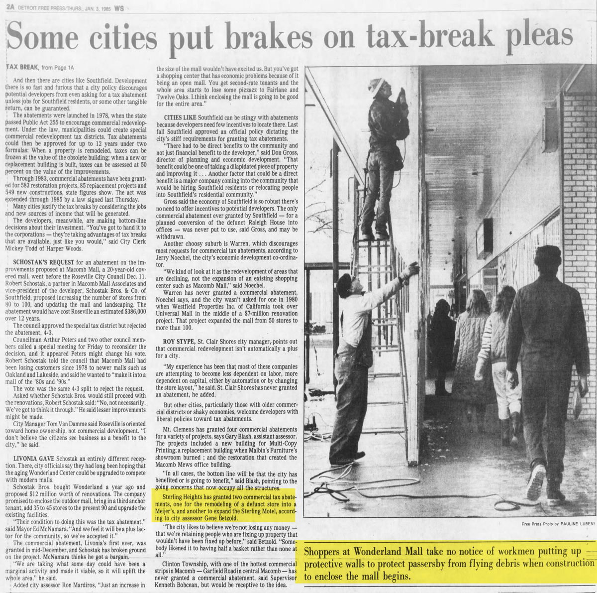 Wonderland Mall (Wonderland Shopping Center) - Thu Jan 3 1985 Article